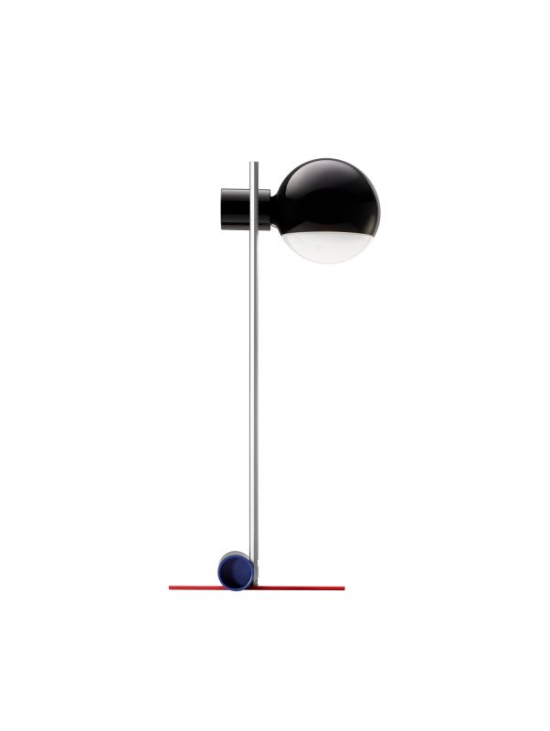 L25 Tischleuchte: Schwarze, glänzende LED Lampe von Tecta. Design Tischleuchte für Nachttisch oder Schreibtisch.